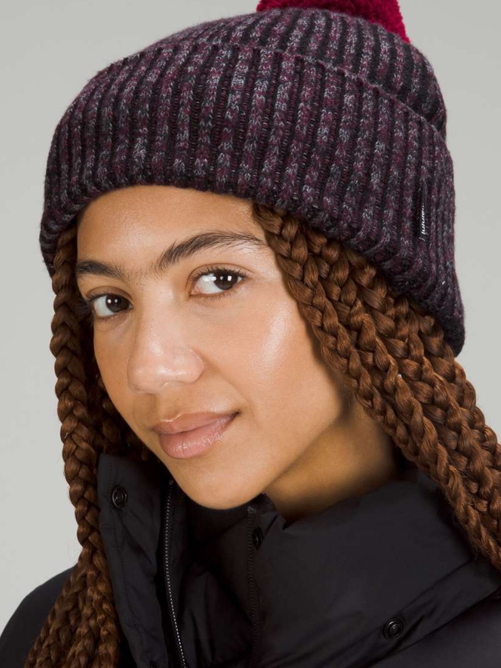 Lululemon Womens Textured Fleece-Lined Pom Pom Knit Beanie Hat winter core